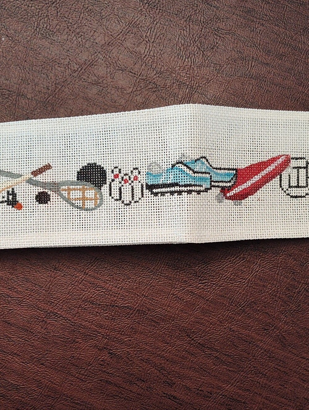 #2 Sports Paraphernalia Needlepoint Belt Canvas